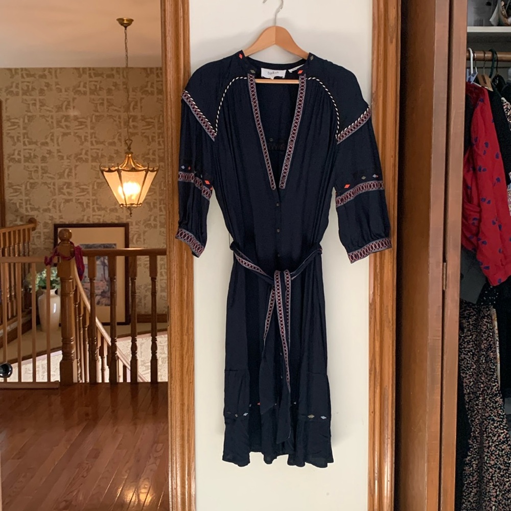 Navy ba&sh fancy bohemian dress for spring and summer ( viscose)